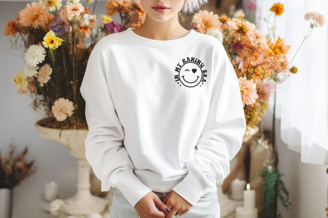 "In My Era" White with Black Letters Crewneck Sweatshirt + Pouch filled with Candy