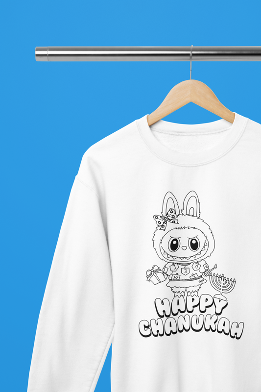 Labubu Happy Chanukah Color-Your-Own Sweatshirt (with fabric markers)