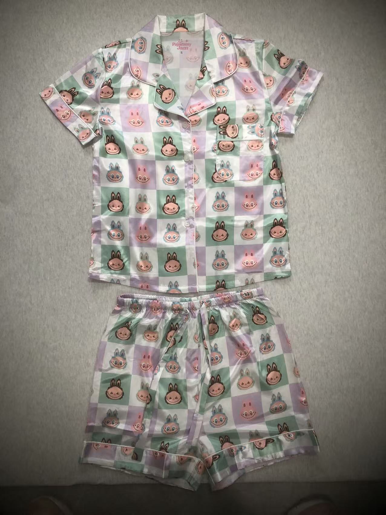 Pastel Bubu Check Satin Pajama Set- Youth