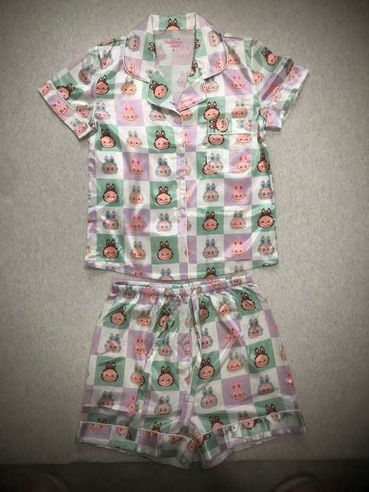 Pastel Bubu Check Satin Pajama Set- Youth