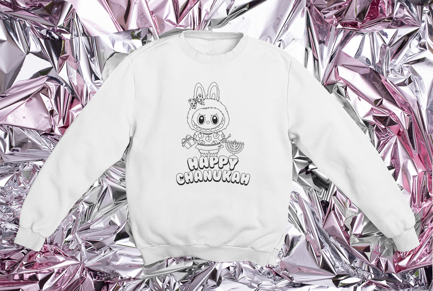 Labubu Happy Chanukah Color-Your-Own Sweatshirt (with fabric markers)