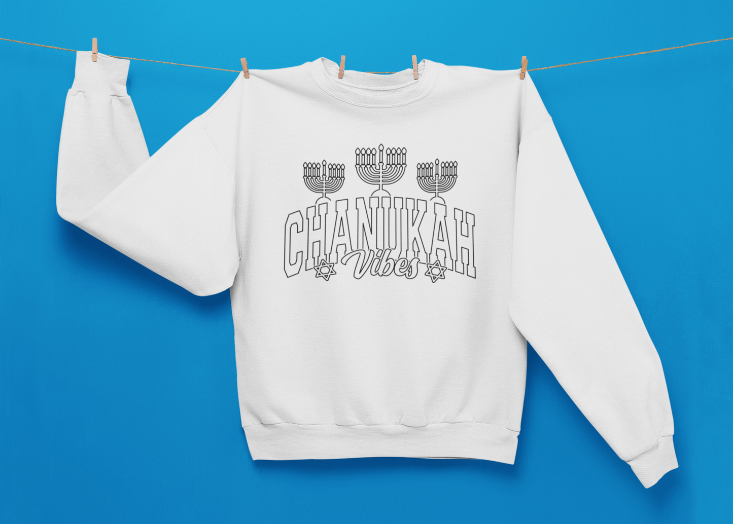 Color your Own "Chanukah Vibes" Sweatshirt- Adult (with 6 fabric markers)