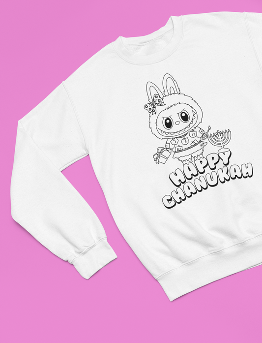 Labubu Happy Chanukah Color-Your-Own Sweatshirt (with fabric markers)